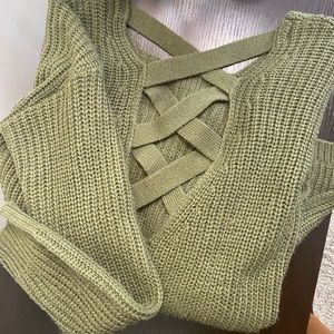 Olive green round neck sweater